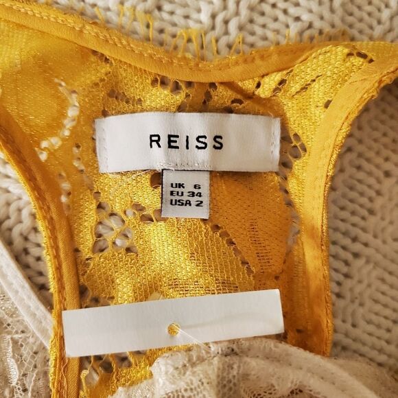 Reiss Kodi Double Layered Lace Top size 2 in Yellow - NEW - Picture 11 of 12